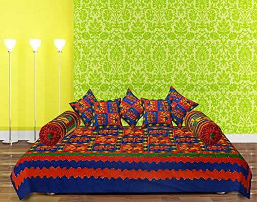 Indian Handmade Kantha Stitch Work Deewan Size Cotton Bedsheet Traditional Rajasthani Bed Sheet