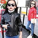 フェイクレザー ジャケット アウター 子供用 PU コート 上着 子供服 ライダース 女の子 ガール 子ども キッズ ジュニア ダンス発表会 ブラック レッド 160 ブラック