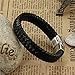 JOEYOUNG Fashion Jewelry Wide Braided Leather Bracelet Bangle for Men and Women Black Fabric Leather Wristband Bangle with Stainless Steel Clasp SZ506 (8.5 Inches)