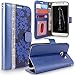Galaxy S6 Edge Plus Case, Cellularvilla [Diamond Jewel] [Card Slots] Embossed Flower Design Premium Pu Leather Wallet Case Flip Cover for Samsung Galaxy S6 Edge Plus / S6 Edge+ (Navy Blue)
