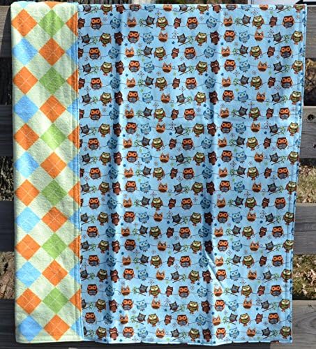 Blanket - Riley Blake Owl Print - 39" x 50" - Double Sided Cotton Flannel Blanket