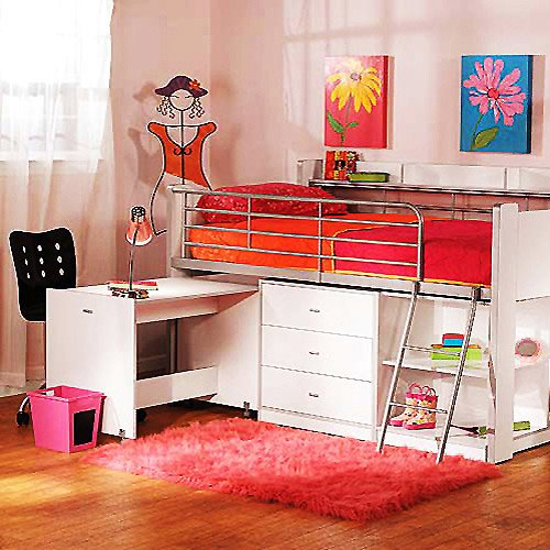 Storage Loft Bed with Desk