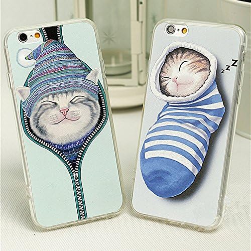 iPhone 5s Case, TOPS TECHNOLOGY™ Cat Soft iPhone Case, Cartoon Cat in the Sock TPU Silicon Case [Scratch-Resistant] [Perfect Fit] for Iphone 5S (iPhone 5S Zipper Cat)
