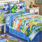 DINOSAUR 4 PC TWIN BEDDING SET OLIVE KIDS Comforter Sheet Set Boys JUNGLE