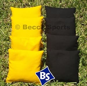 Cornhole Bags Set - 4 Black & 4 Yellow