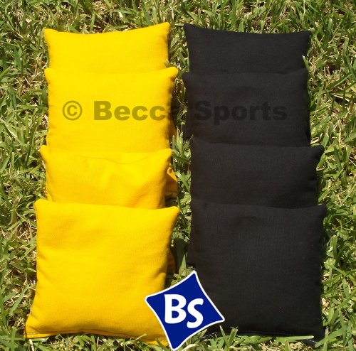 Cornhole Bags Set - 4 Black & 4 Yellow
