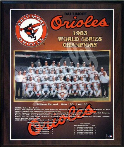 1983 Baltimore Orioles World Series Champions Team 13x16 Plaque