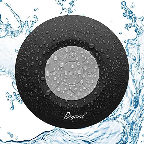KXMYX Sucker Shower Speaker, Waterproof and Portable Audio Players and Speakerphone,Connection iPhone, and iPad, Perfect Accessories for Camping, Pool, Hot Tub, （black）