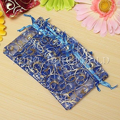 Ainest 100pcs Eyelash Organza Wedding Party Favour Gift Candy Jewellery Pouches Bags Navy Blue