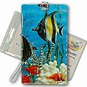 Travel Accessories 3D Lenticular All Weather Luggage Tag with Clear Plastic Loop, Travel Accessories 3D Image, Flowers, Angel Fish