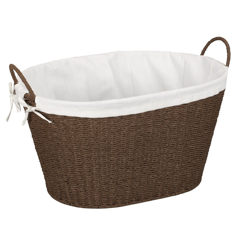 Household Essentials Lined Paper Rope Laundry Basket Dark Brown Stain