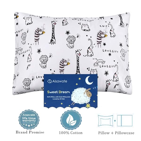 Toddler Kids Pillow With Pillowcase Soft Organic Cotton Baby