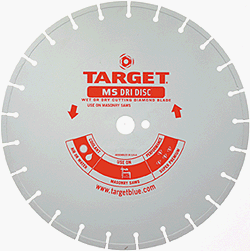 TARGET Masonry Brick-MS Dri Disc Blade MS8: Blade Size; 20 x .125 x 1 inches, Depth of cut: 8