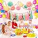 Blulu 26 Pieces Paper Tassels Paper Pom Dots Paper Garland for Baby Shower, Weddings and Birthday Party Decorations