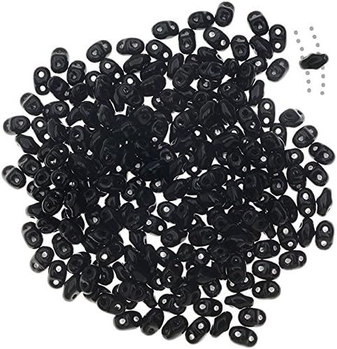 Czech Glass MiniDuo, 2-Hole Seed Beads 4.5x3mm, 8 Gram Tube, Jet