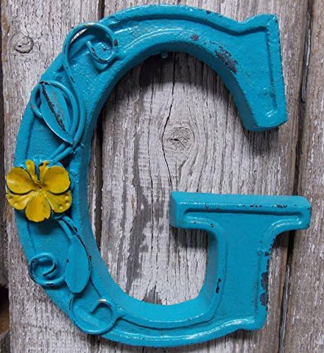 Fun 6" x 5.5" x .5" Cast Iron 3-D BLUE Wall LETTER " G " Wall Art Decor Alphabet Letter
