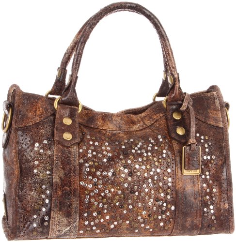 Frye Deborah Glazed Vintage Satchel,Chocolate,One Size