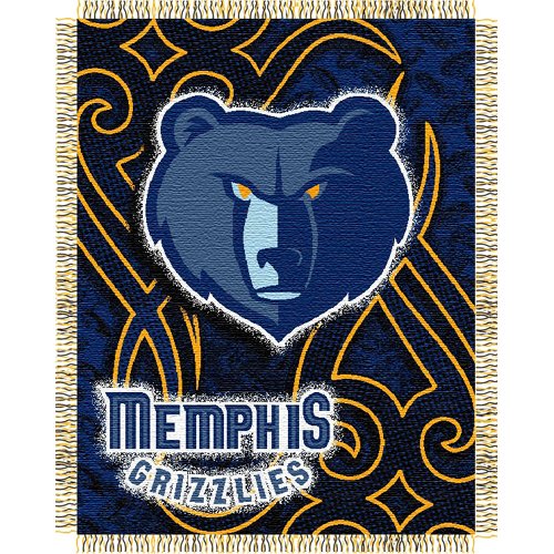 Memphis Grizzlies NBA Triple Woven Jacquard Throw (Tattoo Series) (48x60")"