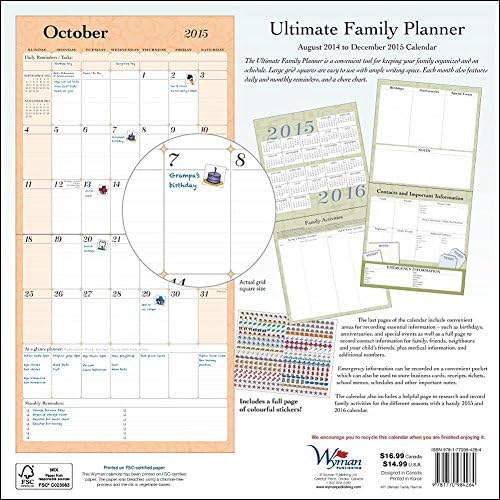 2015 ULTIMATE FAMILY PLANNER Wall Calendar