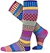 Solmate Socks - Mismatched Knee High Socks; Made in USA with Recycled Cotton Yarns; Carnation Large