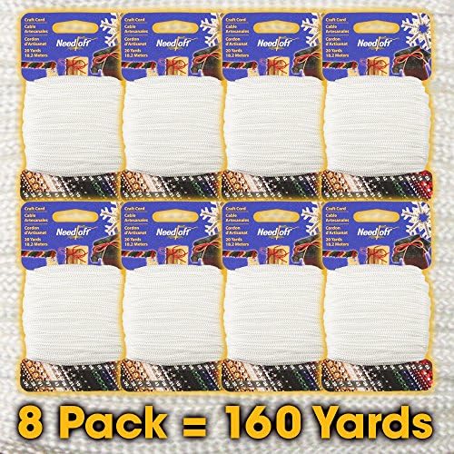#43 Solid White - Needloft® Craft Cord 8 Pack 160 Yards (8x20yds)
