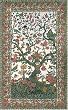 White Tree of Life Indian Bedspread, Twin Size