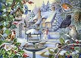 from The Emporium Puzzles Big 500 Piece Jigsaw Puzzle Winter Birds In Snowy Garden