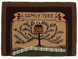Country Rustic Primitive Wool Hooked Saltbox Family Tree Rug/wall Hanging