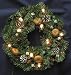 Christmas Pine Wreath with Pinecones, Berrys, Nuts, Snow, & Lights