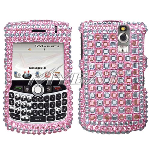 BLACKBERRY CURVE (8300/8310/8320/8330) Bling Crystal Diamond Pink Checker Design Protector Case