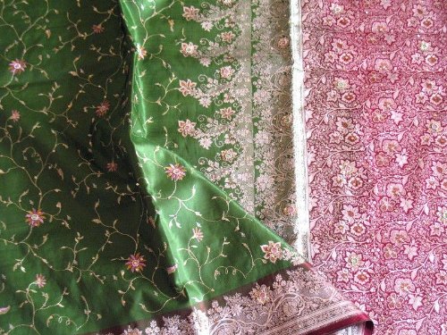 Green Silk Clothing Bollywood Sari Saree Dress Fabric