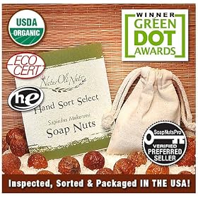 5-load Sampler Pack. NaturOli Soap Nuts / Soap Berries. "Select" USDA CERTIFIED ORGANIC seedless soap nuts. Heavy-duty wash bag + 8-pg info & instructions. 100% chemical free. Rated "best" eco-friendly, natural laundry detergent. Green Dot Award Winner. (SEARCH for item #B005HYZQF8 - our NEW LARGER 15-20+ LOAD SIZE - A BETTER VALUE & Fulfilled by Amazon!)