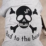 GRAY - Bad Dog Attitude T-Shirt LARGE - GRAY- BAD TO THE BONE