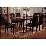 7pc Soho Style Birch & Veneers Dining Table & Leatherette Parson Chairs Set