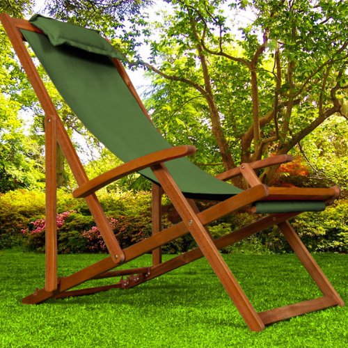 Folding garden chair beach deck chair furniture sun lounger tropical acacia wood green top Garden Furniture product Folding garden chair beach deck chair furniture sun lounger tropical acacia wood green picture