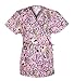 G Med Women's Printed Mock Wrap Top and Pant 2 PC Scrub Set
