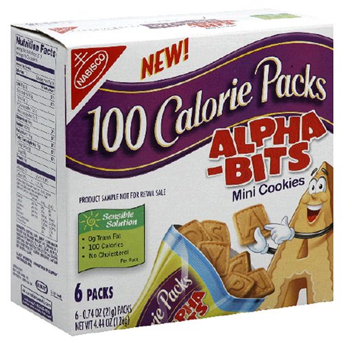 100 Calorie Packs Alpha-Bits Mini Cookies, 6-Count Packs (Pack of 6)