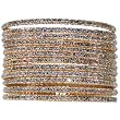Set Of 12 Glitter Bangles In Black With Gold Finish