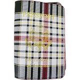 Black White Tartan Colors Baekgaard Leather Brights genuine leather embossed passport holder