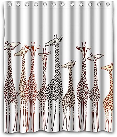 HUARDA Giraffes Polyester Fabric Bathroom Shower Curtain