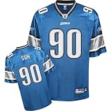 Ndamukong Suh #90 Blue Detroit Lions Reebok NFL Premier All Stitched Replica Jersey - XXX-LARGE
