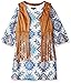 My Michelle Girls' Big Tribal Inspired Printed A-line Dress with Fringed Vest