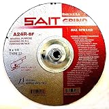 SAIT 20096 Type 27 9-Inch x 1/4-Inch x 5/8-11 6600 Max RPM Grade A24R Long Life Depressed Grinding Wheels - 10 Pack
