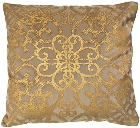 Alicante by Artistic Linen Velvet Decorative Throw Pillow With Metallic Print, 18 x 18, Bronze by Artistic linen