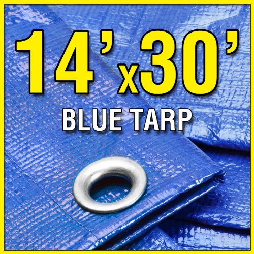 14' X 30' Blue 6-mil Waterproof Poly Tarp Boat 