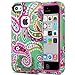 ULAK iPhone 5C Case, Soft TPU Skin and Hard Inner Shell Solid PC Back,Anti Scratch,Dust Plug,Hybrid Dual Layer Cover,for iPhone 5C [Paisley Flower+Rose Red PC]