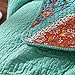 DaDa Bedding Cotton Patchwork Quilt - Fairy Forest Glade Floral Print Bedspread Set, Turquoise Real Patchwork, King, 3-Pieces