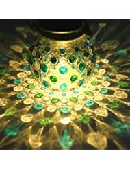 Home Improvement: Blue Green Diamond Solar Glass Jar Decoration Light Sogrand Small Glass Jars with Lids Hanging Lights Hanging Solar Lights Outdoor - Sogrand