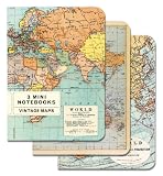Cavallini Mini Notebooks Vintage Maps 4 x 5, 3 Mini Notebooks
