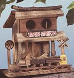 Lawn Ornaments Outdoor Wooden Birdhouses Train Station Birdhouse